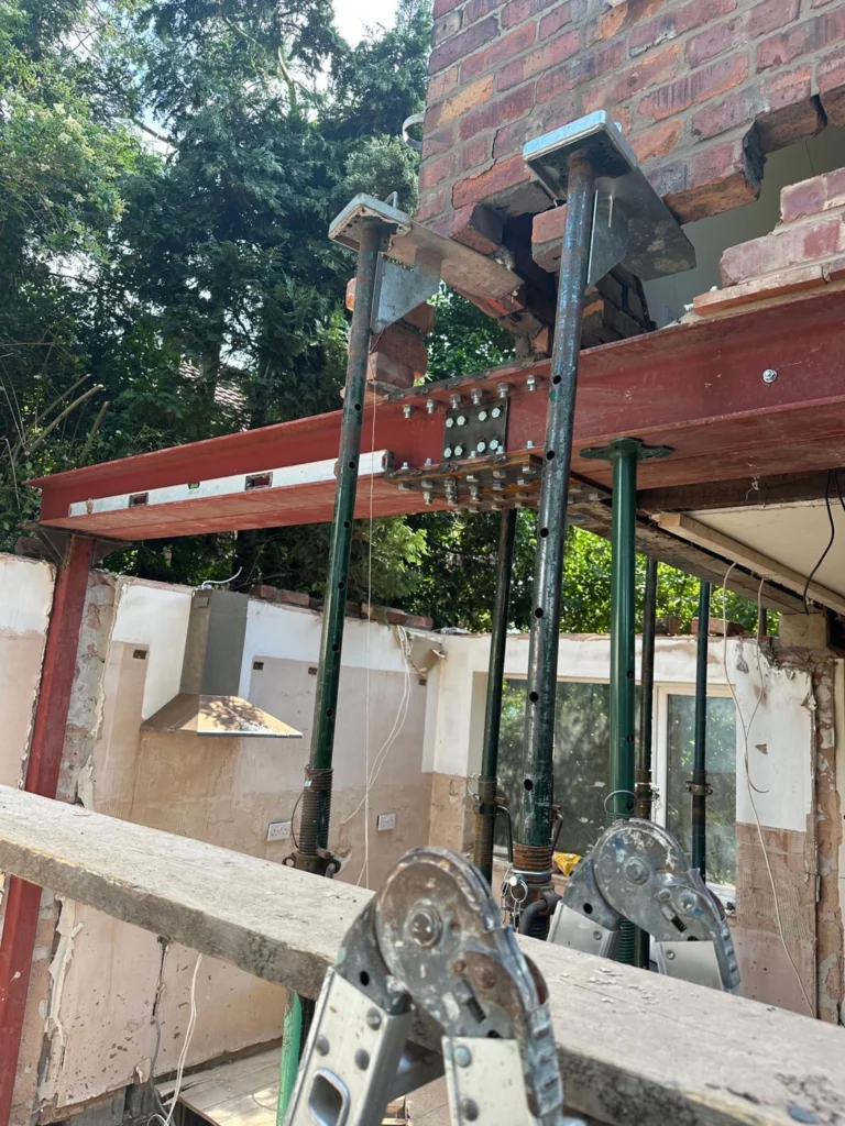 Steel RSJ installed above a structural wall opening