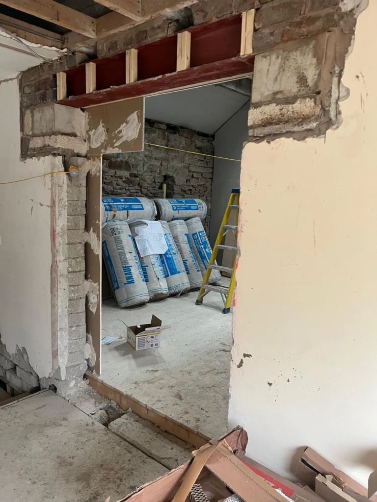 Installed structural steel during a building renovation